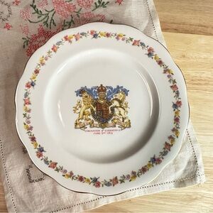 Queen Elizabeth II 1953 Coronation Plate • Queen Anne Bone China
